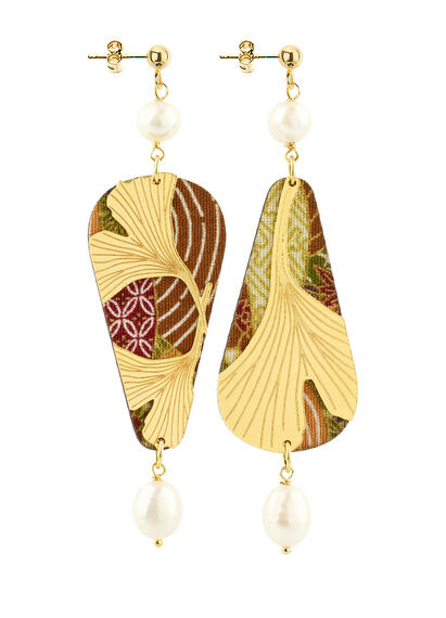 Orecchini Ginkgo Ventaglio Piccolo Perla - Lebole Maison
