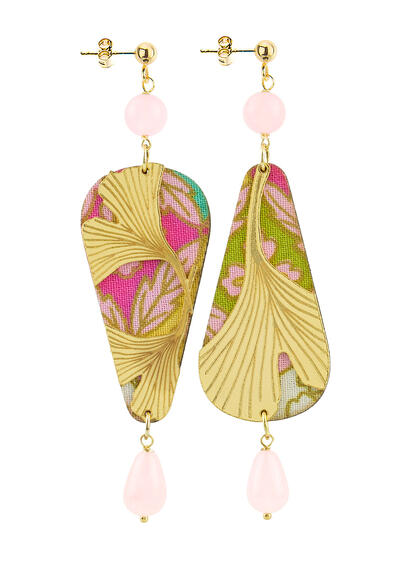 Orecchini Ginkgo Ventaglio Piccolo Rosa - Lebole Maison