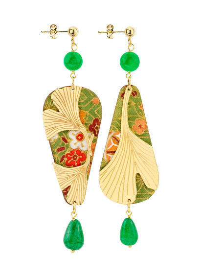 Orecchini Ginkgo Ventaglio Piccolo Verde - Lebole Maison