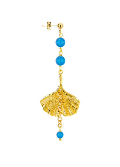Orecchino Ginkgo Ventaglio Azzurro - Lebole Maison