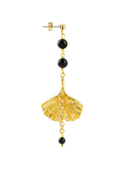Orecchino Ginkgo Ventaglio Nero - Lebole Maison