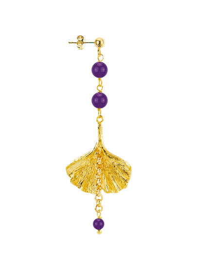 Orecchino Ginkgo Ventaglio Viola - Lebole Maison