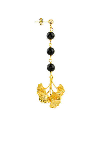 Orecchino Ginkgo Tralcio Nero - Lebole Maison