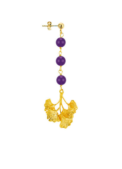 Orecchino Ginkgo Tralcio Viola - Lebole Maison