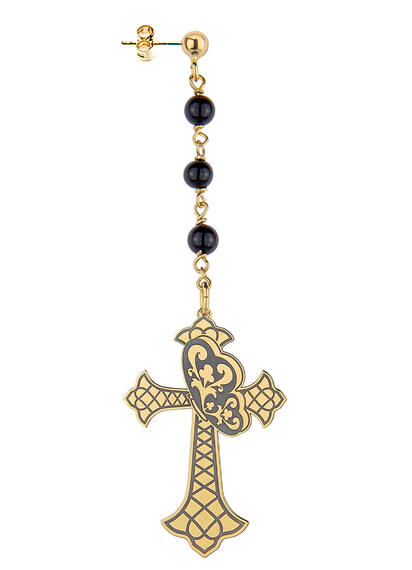 3 Stone Cross Earring - Lebole Maison