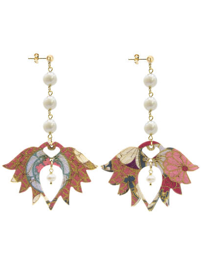 Orecchini Fiore Di Loto Lungo Perla - Lebole Maison