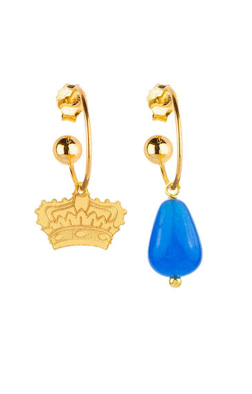 Orecchini Hoop Corona Azzurro - Lebole Maison