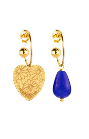 Orecchini Hoop Cuore Grande Blu - Lebole Maison