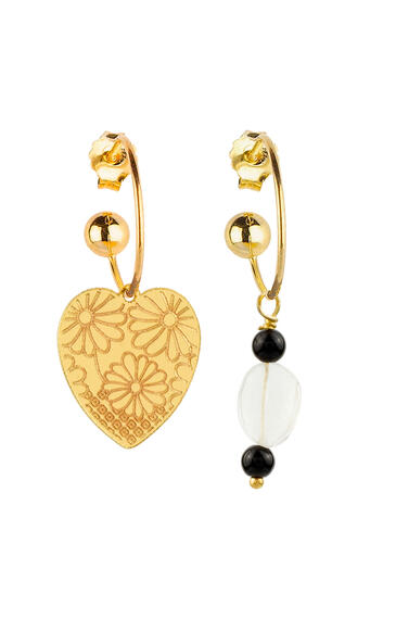 Orecchini Hoop Cuore Grande Trasparente - Lebole Maison