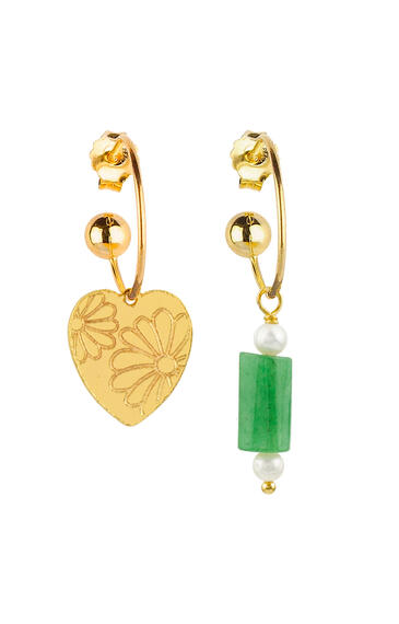 Orecchini Hoop Cuore Piccolo Verde - Lebole Maison