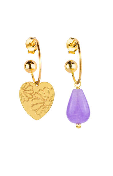 Orecchini Hoop Cuore Piccolo Lilla - Lebole Maison