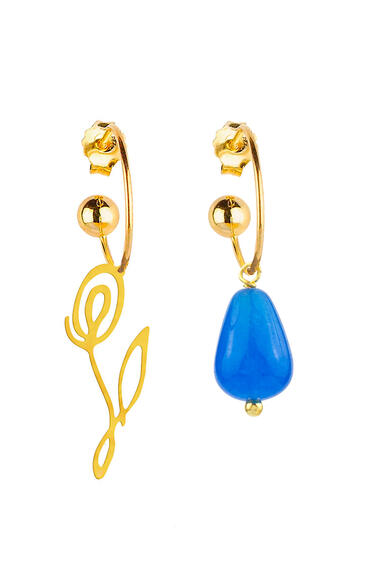 Orecchini Hoop Fiore Azzurro - Lebole Maison