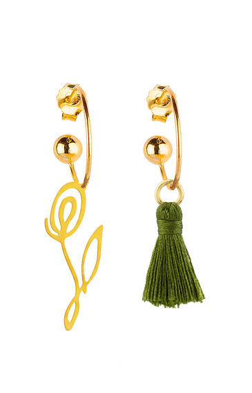 Orecchini Hoop Fiore Nappa Verde Oliva - Lebole Maison
