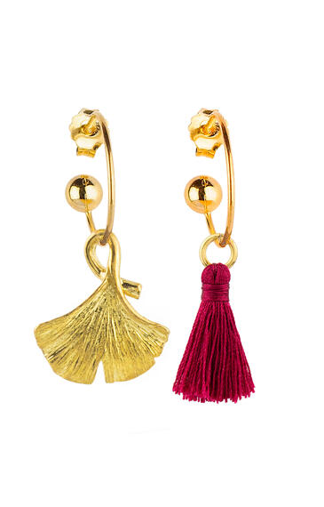 Orecchini Hoop Ginkgo Nappa Fucsia - Lebole Maison