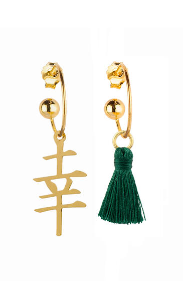 Orecchini Hoop Fortuna Nappa Verde - Lebole Maison