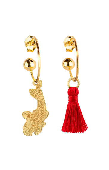 Orecchini Hoop Carpe Nappa Rosso - Lebole Maison