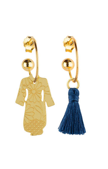 Orecchini Hoop Kimono Nappa Blu - Lebole Maison