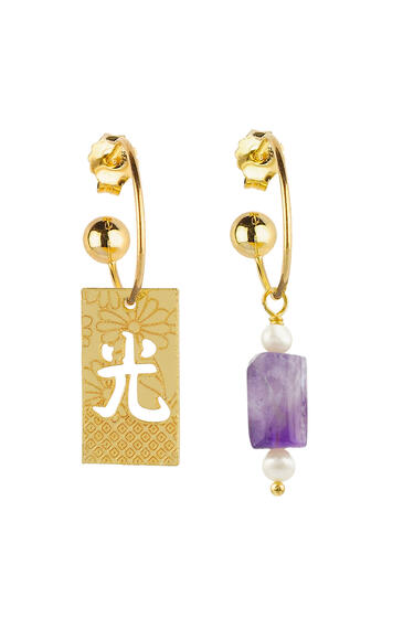 Orecchini Hoop Ideogramma Luce Viola - Lebole Maison