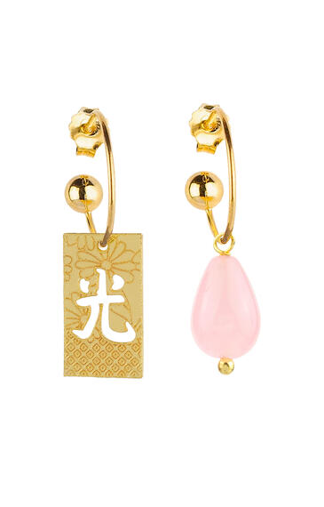 Orecchini Hoop Ideogramma Luce Rosa - Lebole Maison