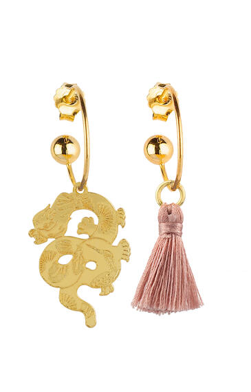 Orecchini Hoop Drago Nappa Rosa - Lebole Maison