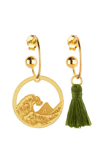 Orecchini Hoop Onda Nappa Verde Oliva - Lebole Maison