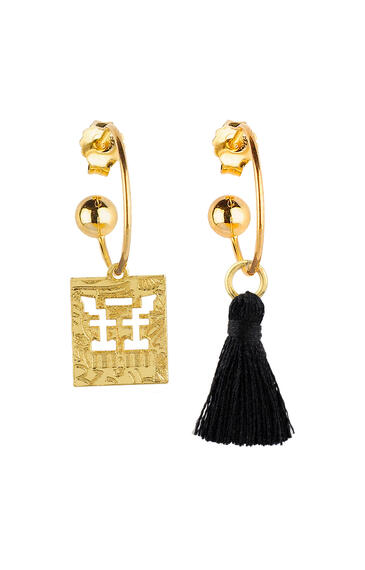 Orecchini Hoop Torii Nappa Nero - Lebole Maison