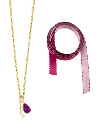 Collana Tessuto Kanji Amicizia Fucsia - Lebole Maison