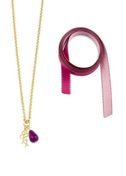 Collana Tessuto Kanji Amore Fucsia - Lebole Maison