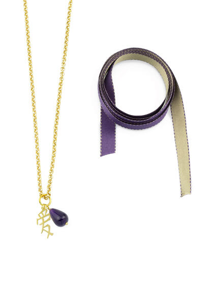 Purple Love Kanji Fabric Bracelet - Lebole Maison