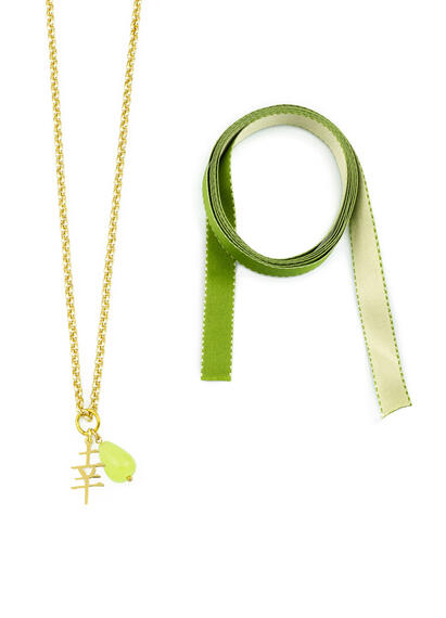 Green Fortuna Kanji Fabric Bracelet - Lebole Maison