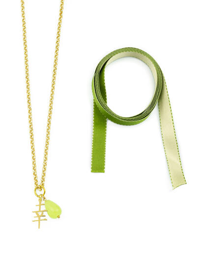 Collana Tessuto Kanji Fortuna Verde - Lebole Maison