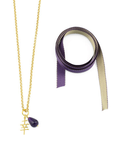 Purple Lucky Kanji Fabric Necklace - Lebole Maison
