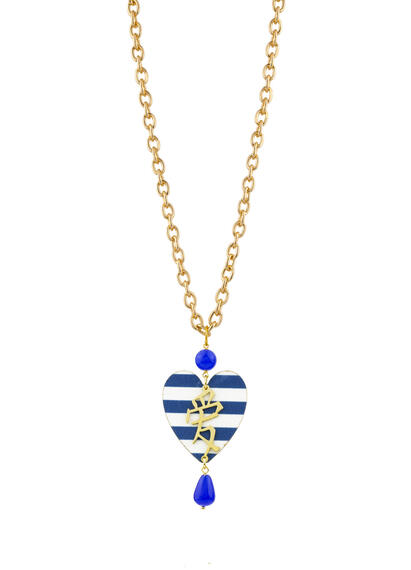 Collana Cuore Righe Blu - Lebole Maison