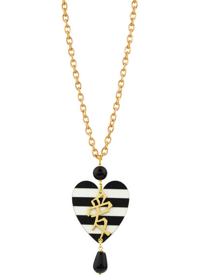 Collana Cuore Righe Nero - Lebole Maison