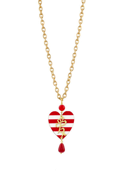Collana Cuore Righe Rubino - Lebole Maison