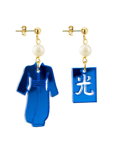 Orecchini Kimono Plexi Mini Azzurro - Lebole Maison