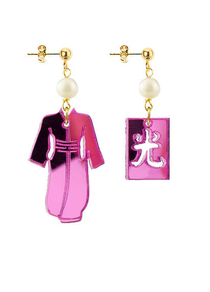 Kimono Plexi Mini Fuchsia Earrings - Lebole Maison