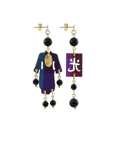 Kimono Plexi Mini Black Earrings - Lebole Maison