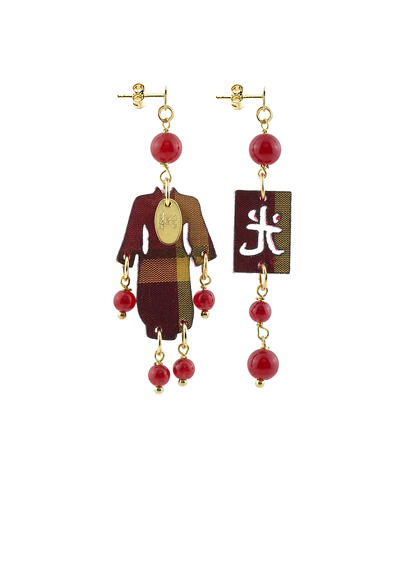 Kimono Plexi Mini Red Earrings - Lebole Maison