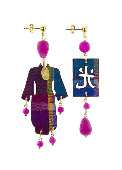 Small Fuchsia Plexi Kimono Earrings - Lebole Maison
