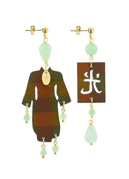Small Green Jade Plexi Kimono Earrings - Lebole Maison