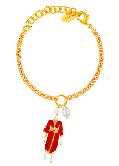 Bracciale Kimono Smalto Rubino Mini Perla - Lebole Maison