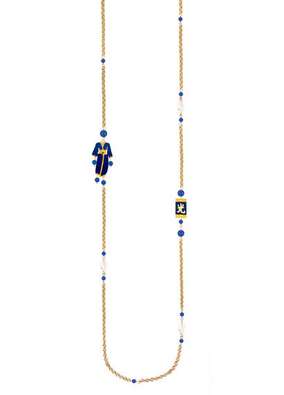 Chanel Kimono Necklace Blue Enamel Mini Blue - Lebole Maison