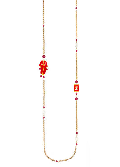 Collana Chanel Kimono Smalto Rosso Mini Rubino - Lebole Maison