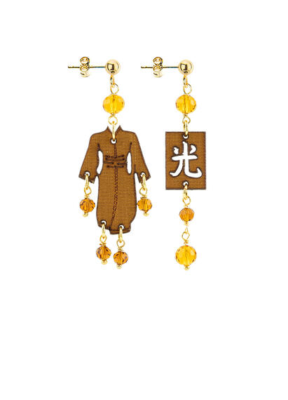 Orecchini Kimono Mini Marrone Ambra - Lebole Maison