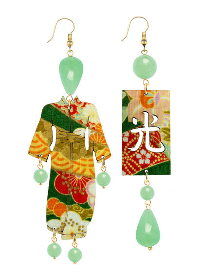 Orecchini Kimono Grande Verde Giada - Lebole Maison
