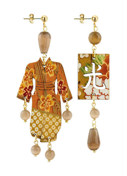 Small Brown Kimono Earrings - Lebole Maison