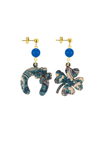 Orecchini Quadrifoglio E Ferro Di Cavallo Mini Blu - Lebole Maison