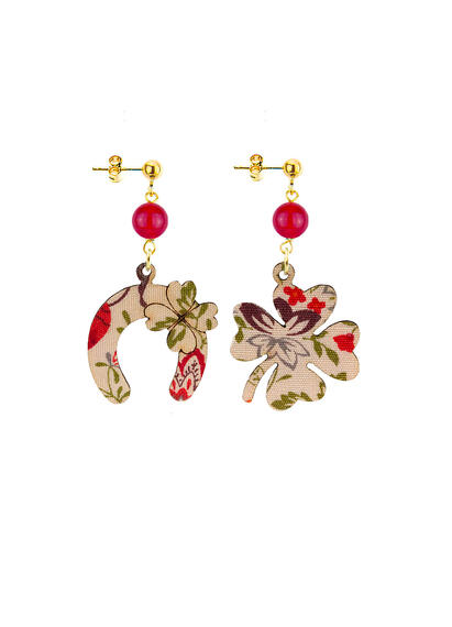 Orecchini Quadrifoglio E Ferro Di Cavallo Mini Rubino - Lebole Maison