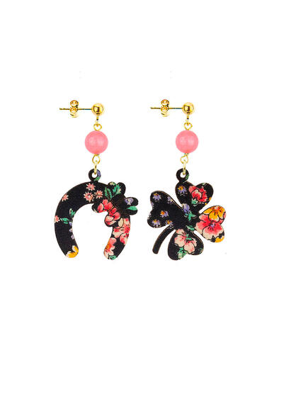 Orecchini Quadrifoglio E Ferro Di Cavallo Mini Rosa Sfumato - Lebole Maison